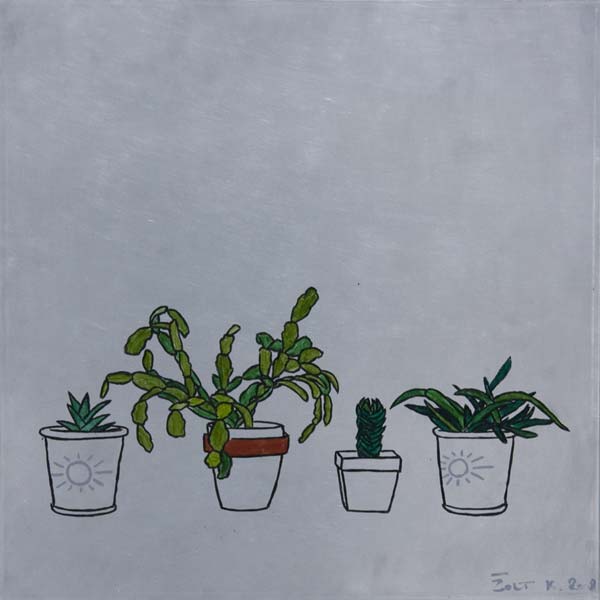 Little Plants, 2008, oil on aluminium, 47x47cm